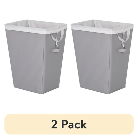 (2 pack) Mianstays Polyester Laundry Hamper with Removable Liner, Slim Rectangle with Carrying Handles, Gray