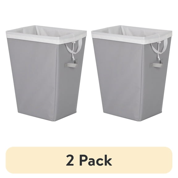 (2 pack) Mianstays Polyester Laundry Hamper with Removable Liner, Slim Rectangle with Carrying Handles, Gray