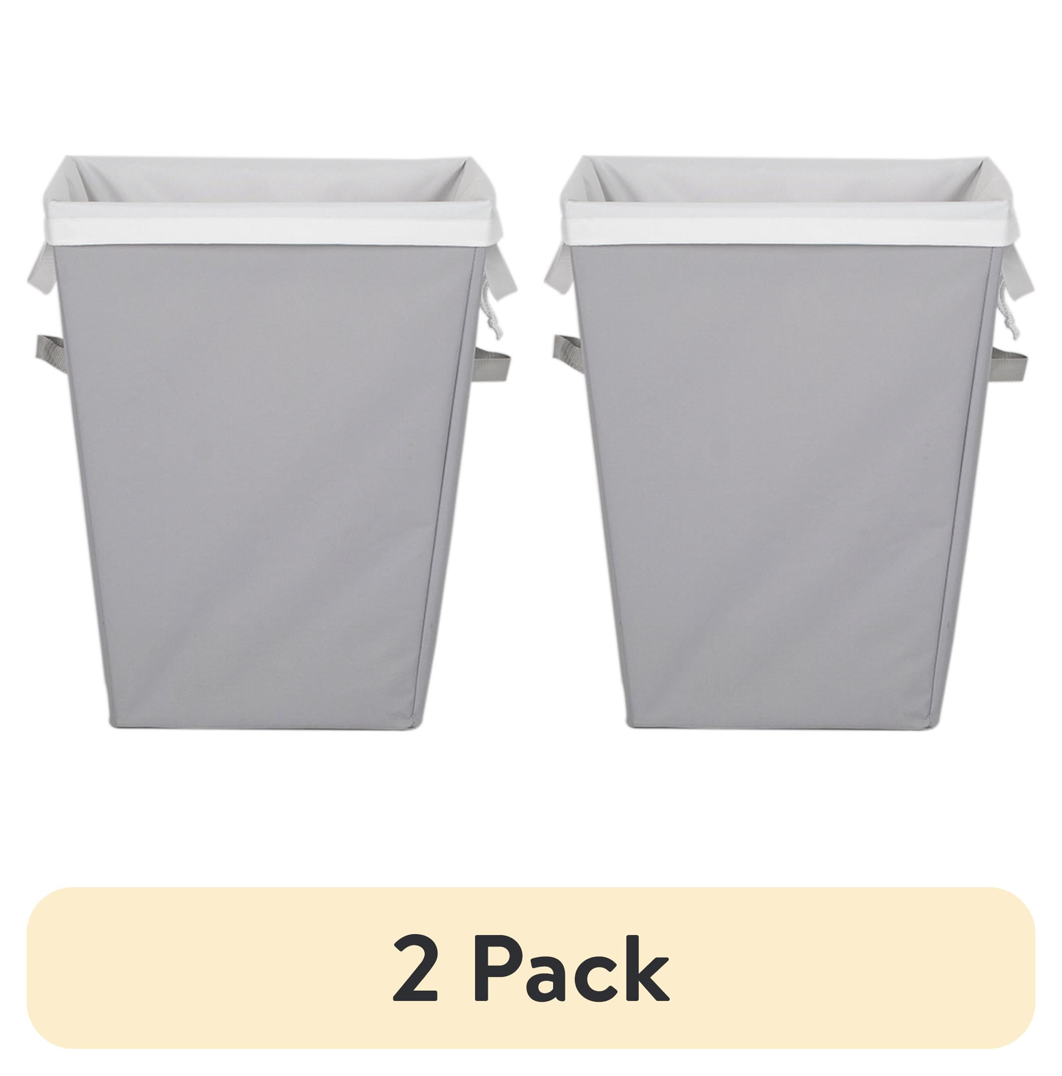 (2 pack) Mainstays Rectangular Polyester Laundry Hamper with Removable Liner, Gray