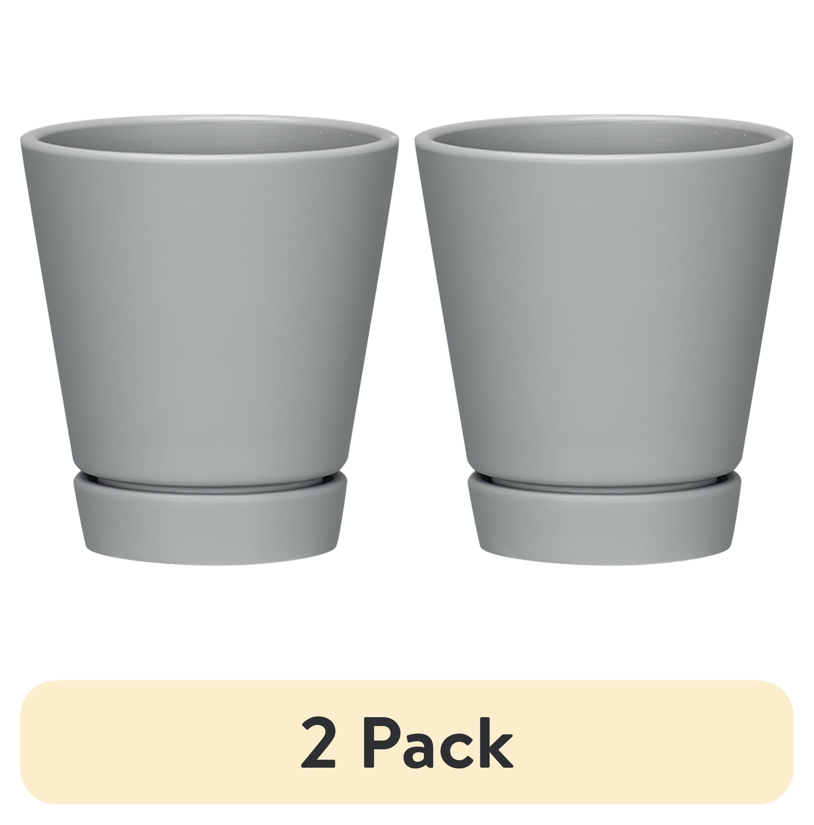 2 pack) Mainstays Recycled Resin Planter with Attached Saucer