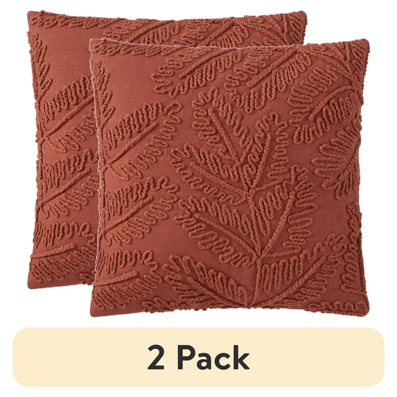 (2 pack) Mainstays Red Canyon Fern Pillow, 18"x18"