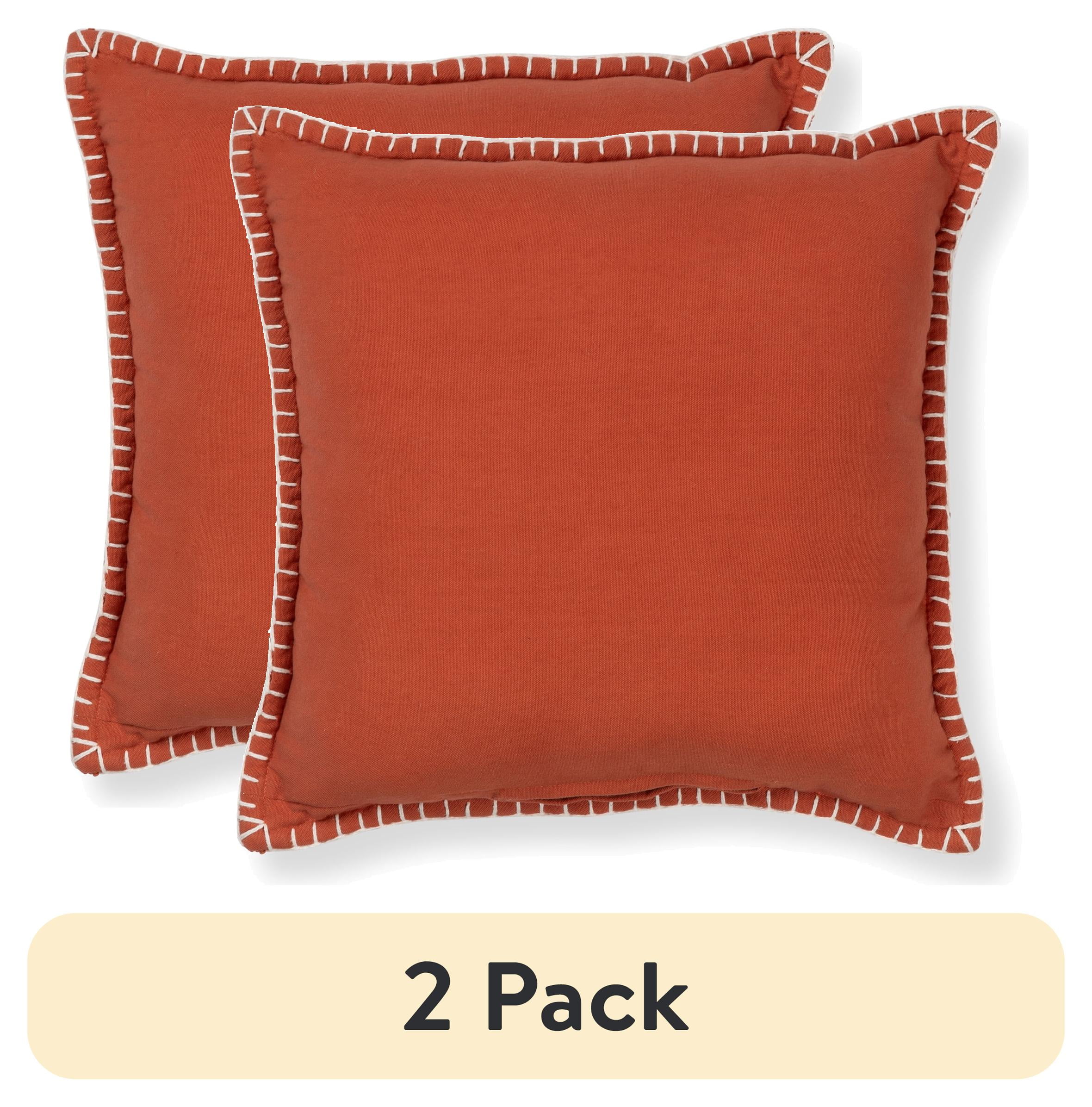 (2 pack) Mainstays Red Canyon Pillow with Whipstitch Edges 18x18