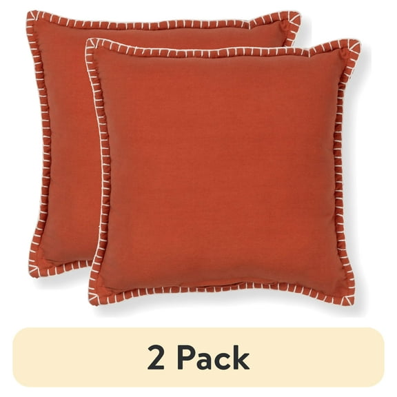 (2 pack) Mainstays Red Canyon Pillow with Whipstitch Edges 18x18