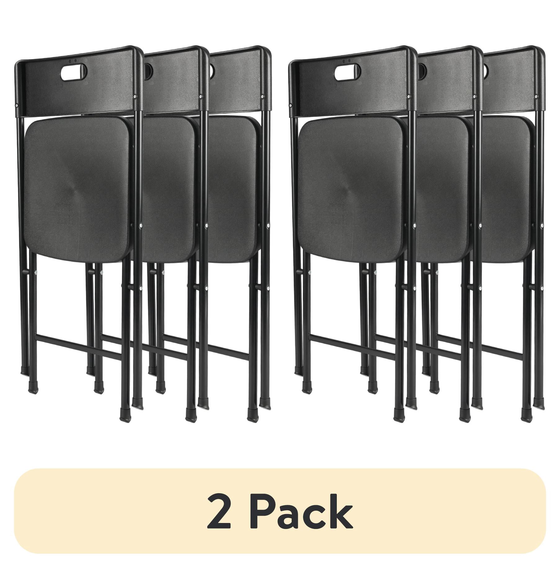 (8 pack) Mainstays Resin Folding Chair with Carry Handle, Black, Set of 4