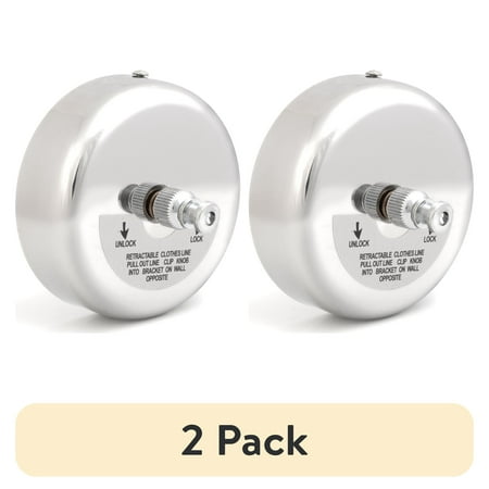 (2 pack) Mainstays Retractable Clothesline, 8 ft, Stainless Steel Wall-Mount, White