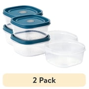 2 pack 2 pack Mainstays Reusable Square Food Storage Container Set, Plastic, 5-Cup, 3-Pack, 3 Containers with Lids