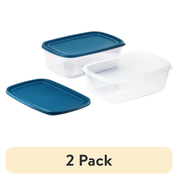 (2 pack) Mainstays Reusable Food Storage Containers, Large Rectangle, Plastic, 2 Pack – 2 Containers with Lids, 2.5 Gallons,Ideal for Meal Planning