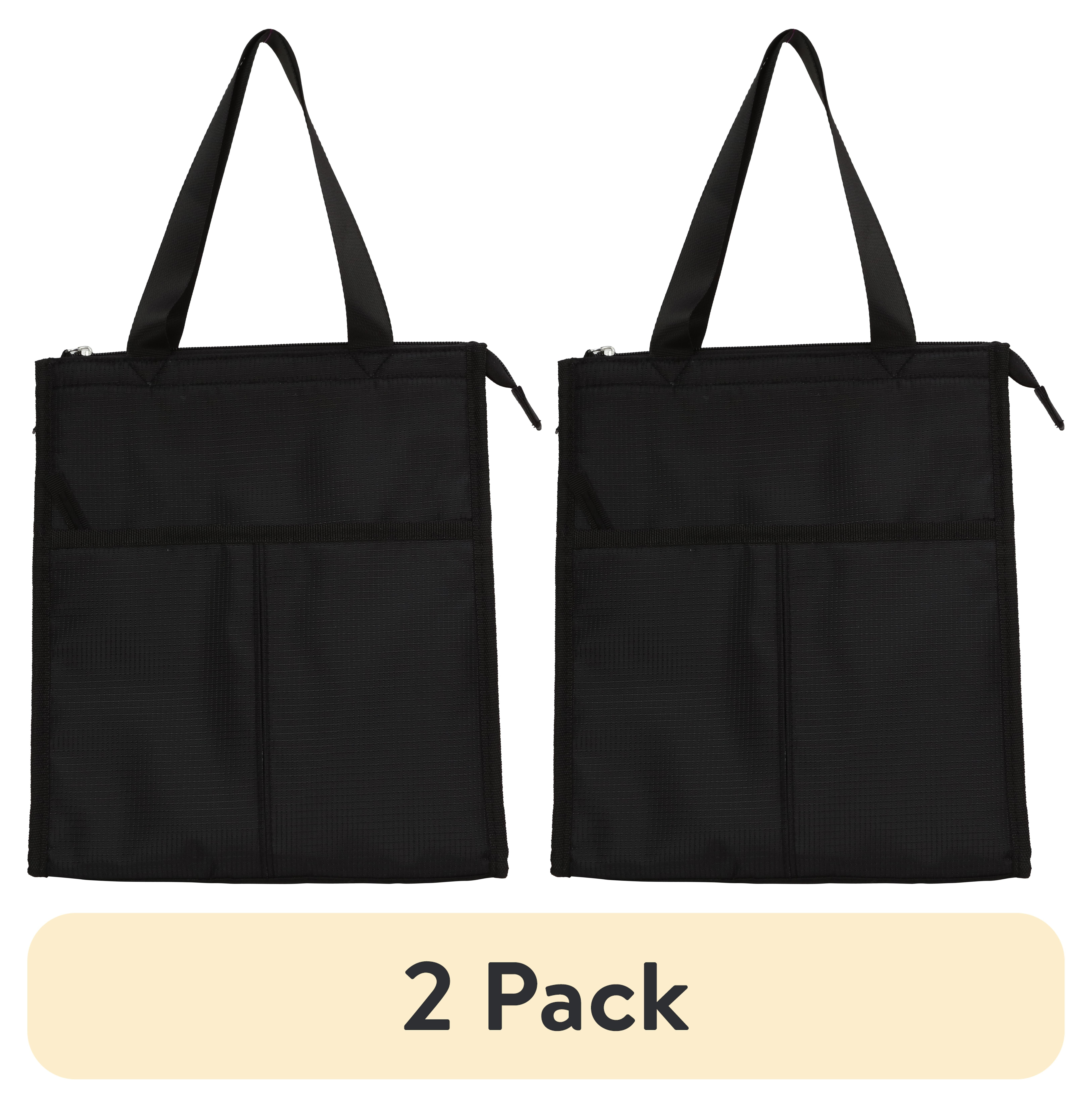 (2 pack) Mainstays Reusable Lunch Bag, Black, Polyester, 9 L