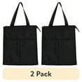 thumbnail interactive-video image 1 of (2 pack) Mainstays Black Reusable Polyester Lunch Bag with Zippered Main Pocket, Ideal Use for Workday Meals and Travel, 1 of 12