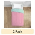 thumbnail image 1 of (2 pack) Mainstays Reversible Microfiber Comforter, Pink/Teal, Twin/Twin XL, Adult, Unisex, 1 of 8