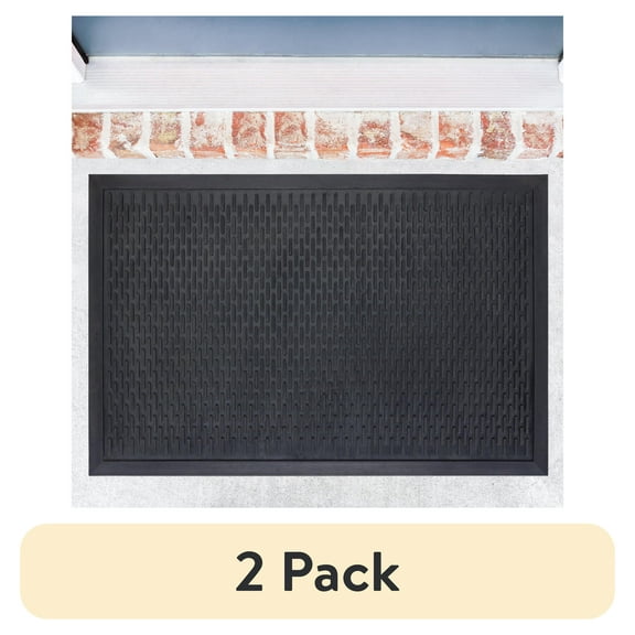 (2 pack) Mainstays Ridge Scraper Rubber Doormat 24" x 36"