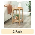 thumbnail image 1 of (2 pack) Mainstays Round Modern Dowel End Table, Natural Teak, 1 of 15