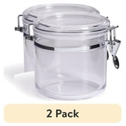 (2 pack) Mainstays Round Plastic Food Storage Canister - Small - 5.12” W x 6.5” D x 5.” H