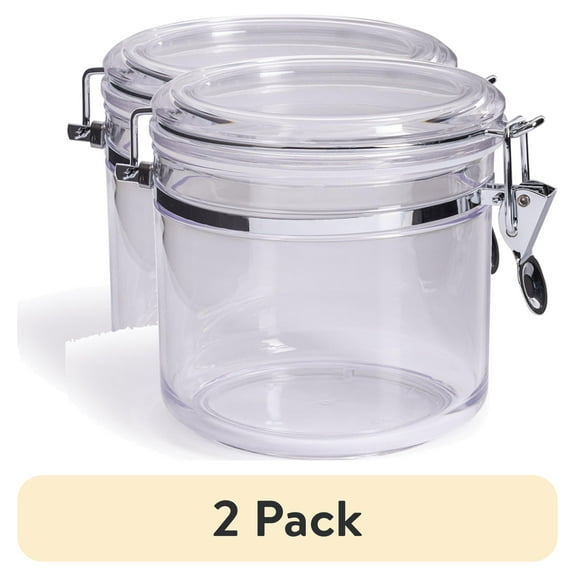 (2 pack) Mainstays Round Plastic Food Storage Canister - Small - 5.12” W x 6.5” D x 5.” H ​