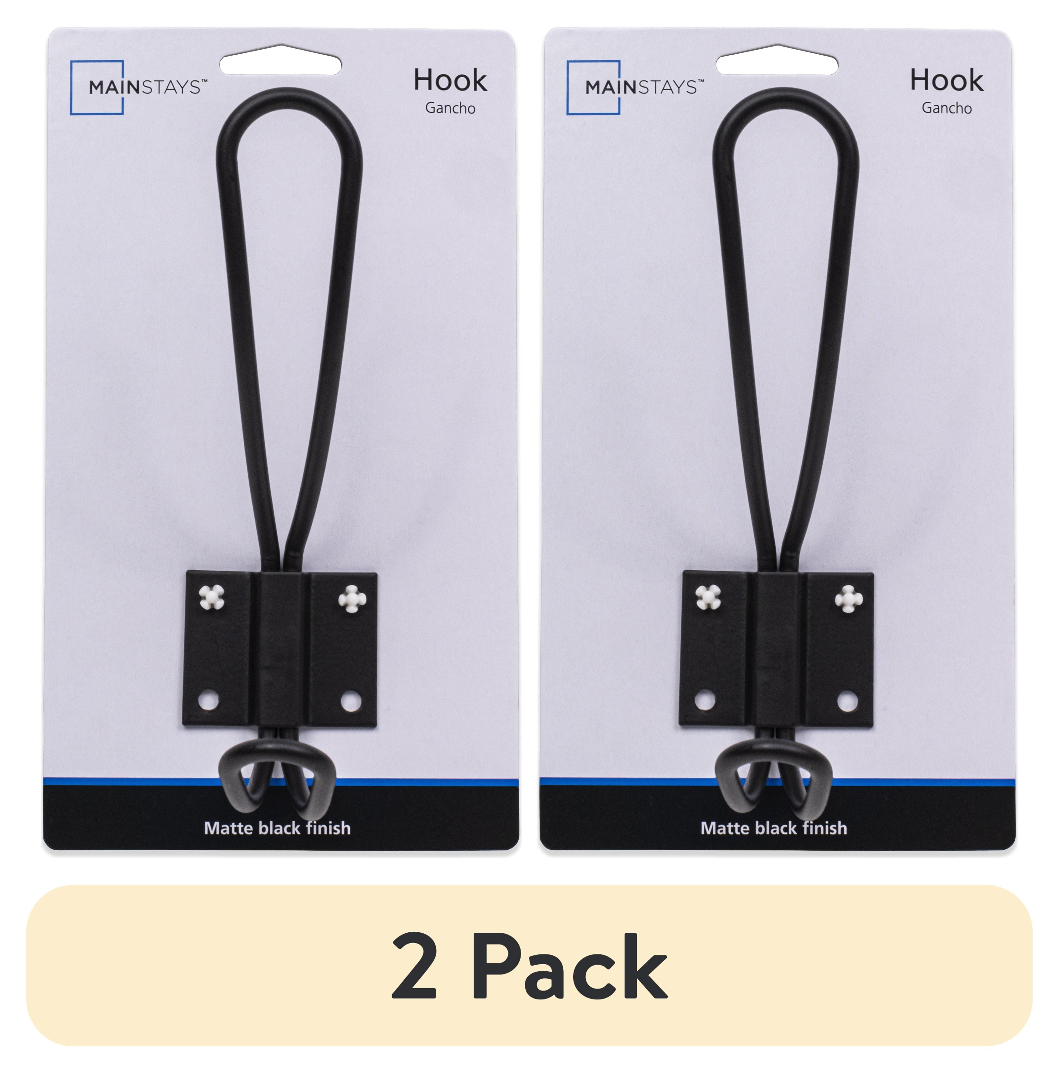 (2 pack) Mainstays Rustic Wall Mounted Coat and Hat Metal Wire Double Hook, Matte Black