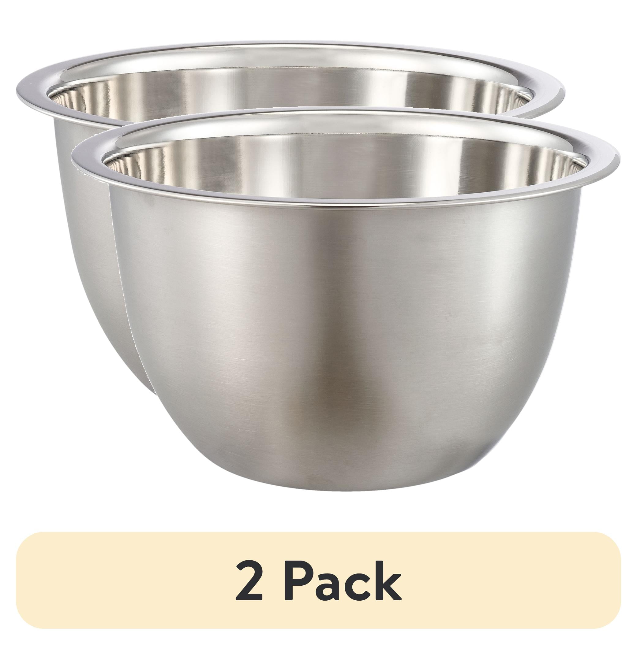 (2 pack) Mainstays SS 8QT Multi-Use Mixing Bowl for Prepping, Serving or Storage