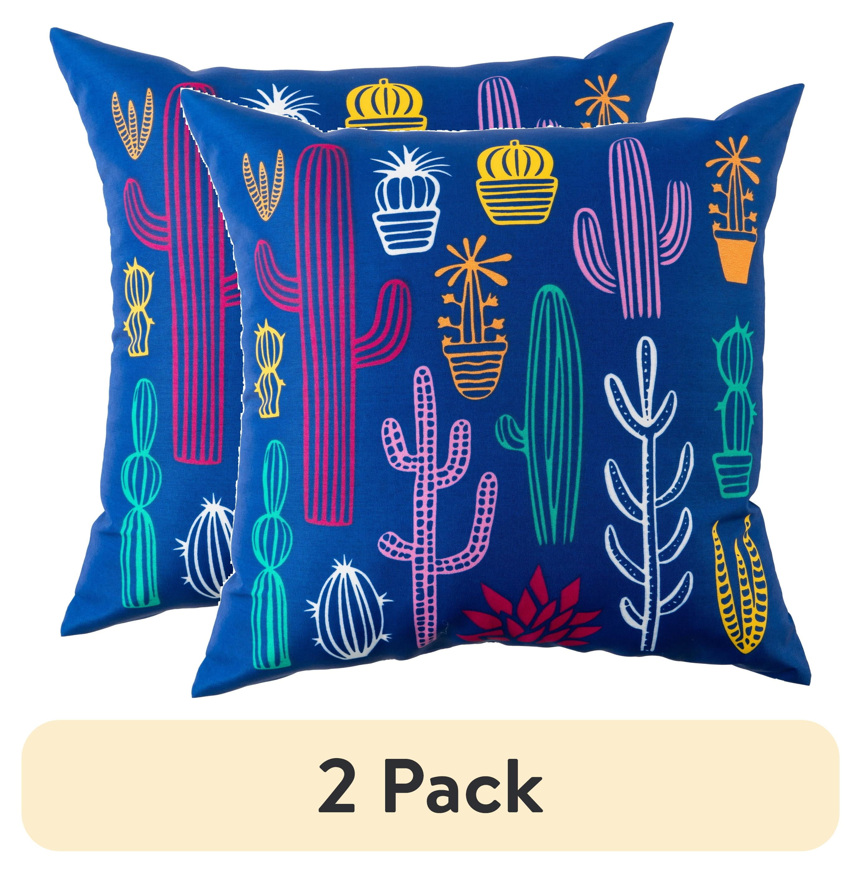 (2 pack) Mainstays SW Cactus Reversible Outdoor Throw Pillow 16 Inch Multicolour Novelty