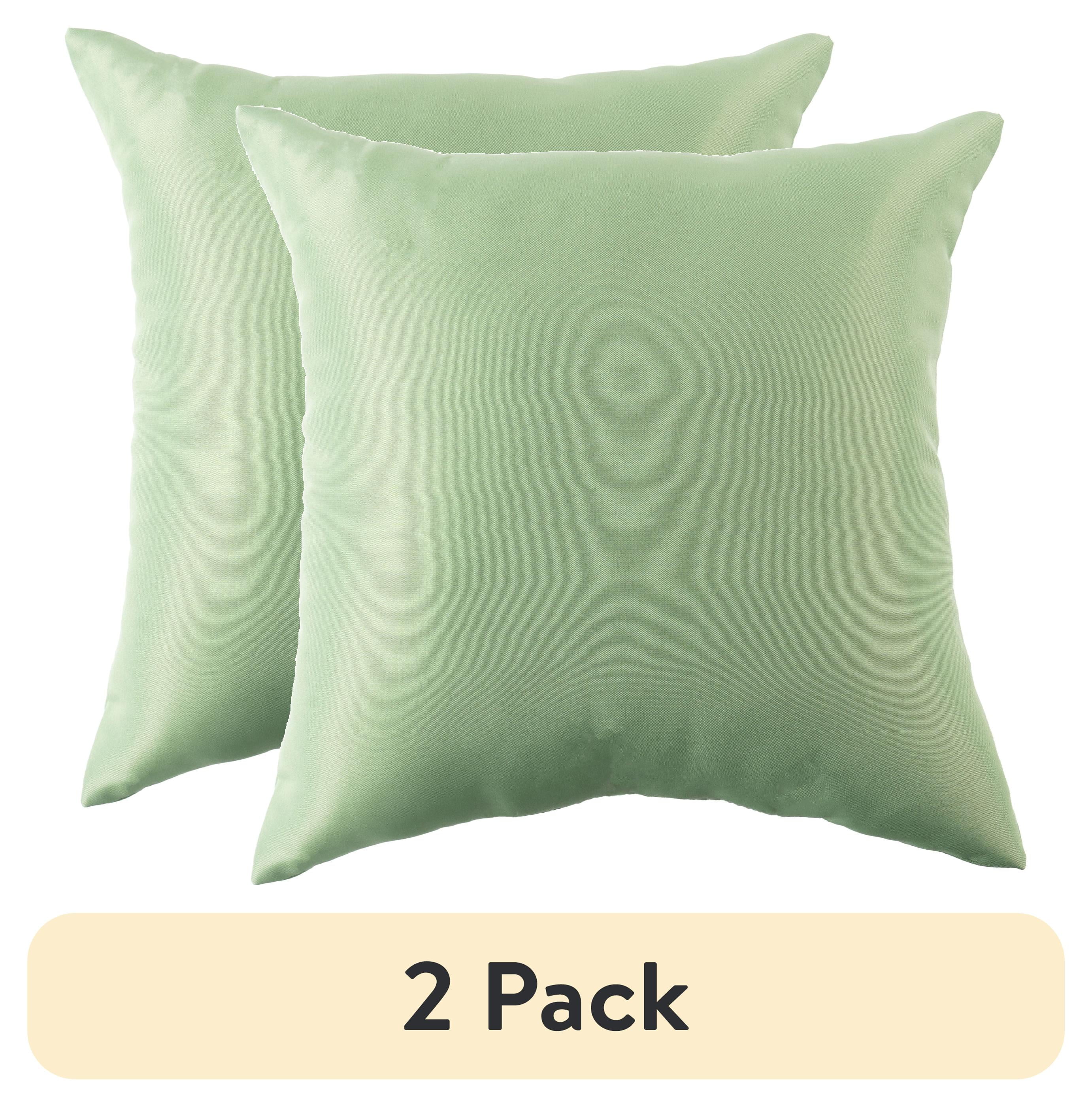 (2 pack) Mainstays Sage Solid Reversible Outdoor Throw Pillow 16 Inch Sage