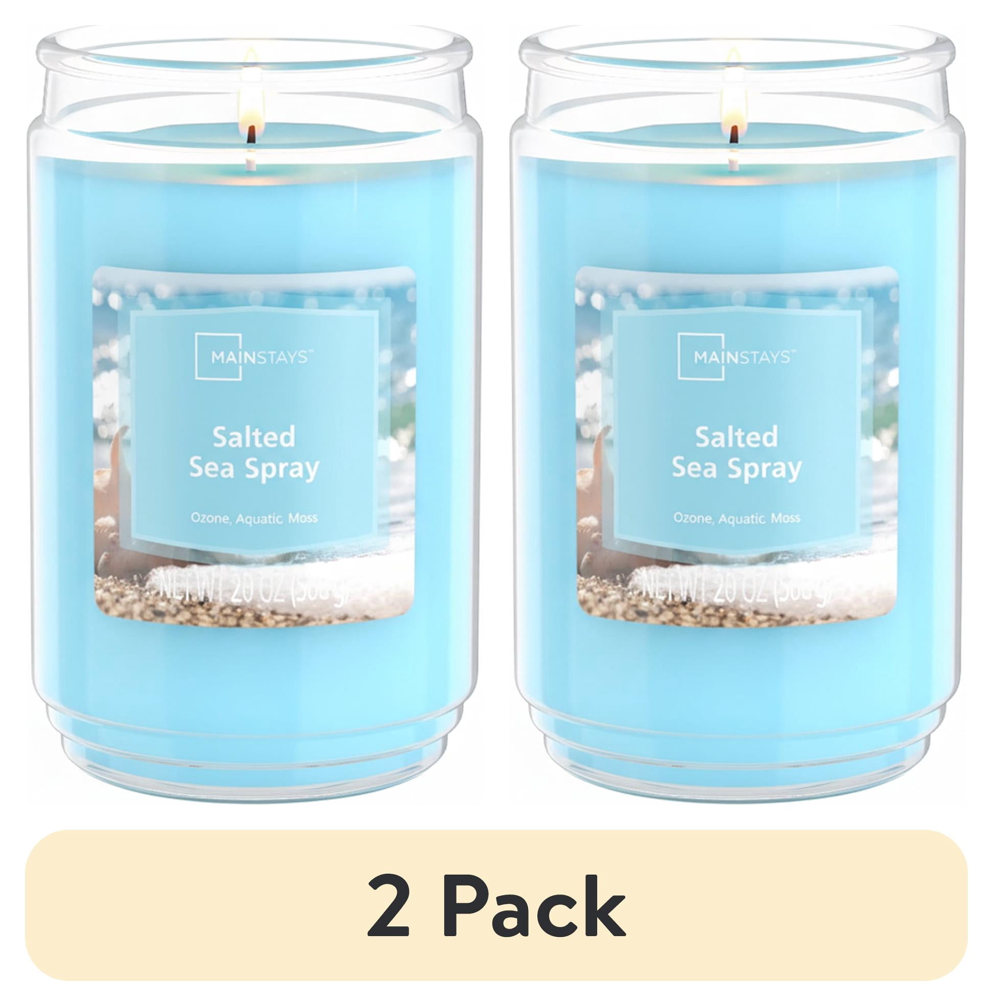 (2 pack) Mainstays Salted Sea Spray Single-Wick Scented Glass Jar Candle, 20 oz