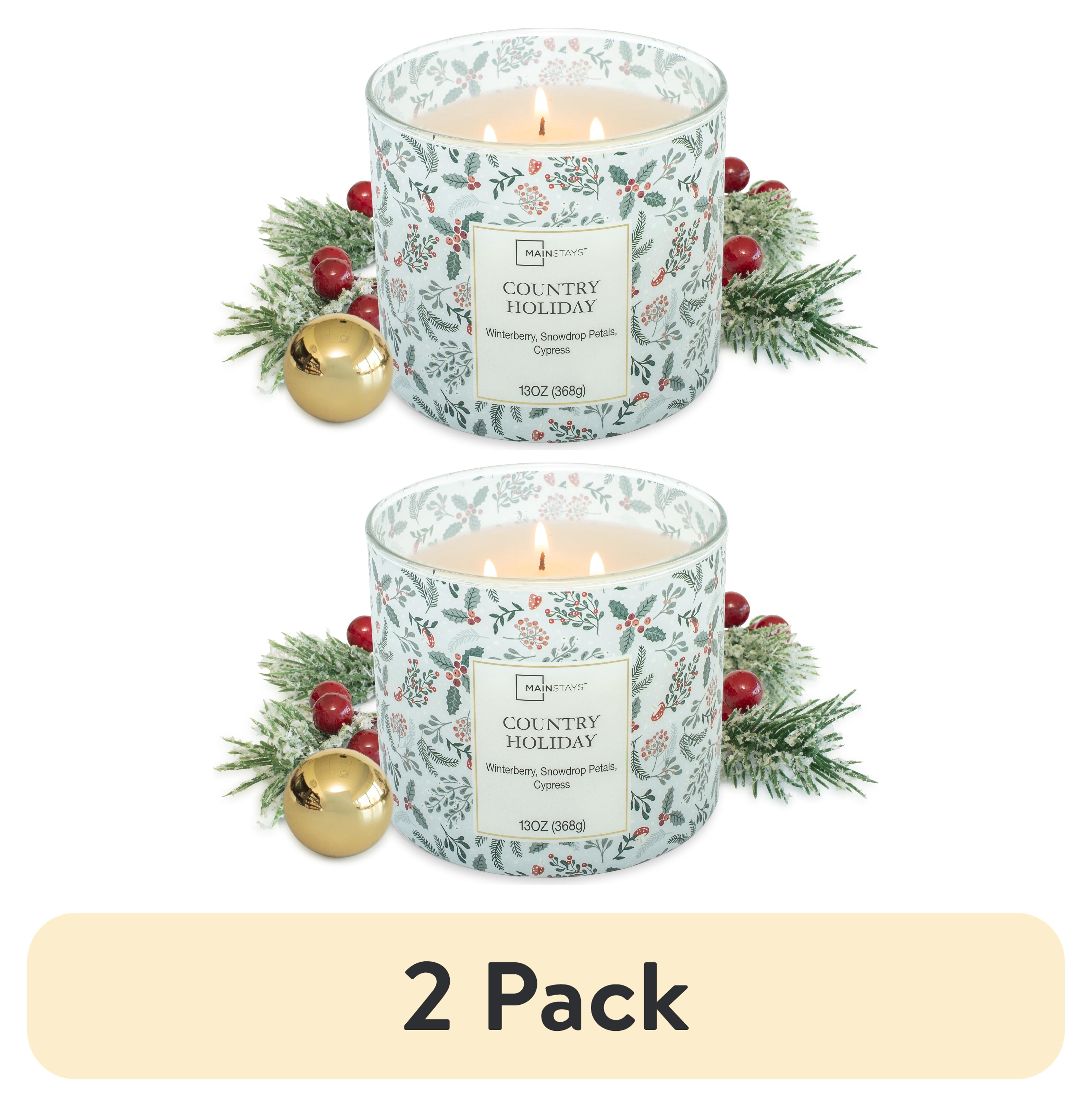 (2 pack) Mainstays Scented 3 Wick Jar Candle, Country Holiday, 13 oz.