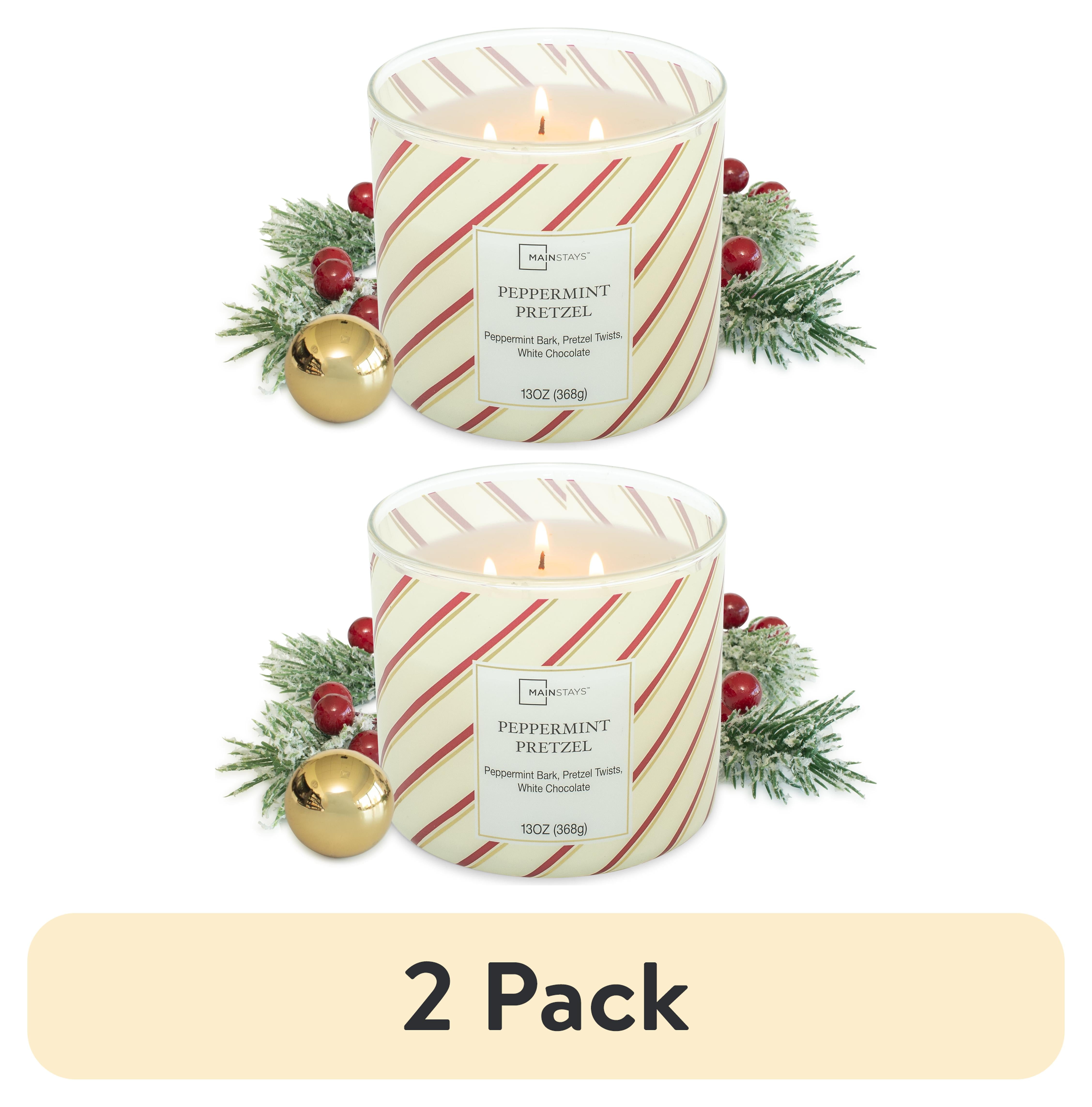 (2 pack) Mainstays Scented 3-Wick Jar Candle, Peppermint Pretzel, 13 oz