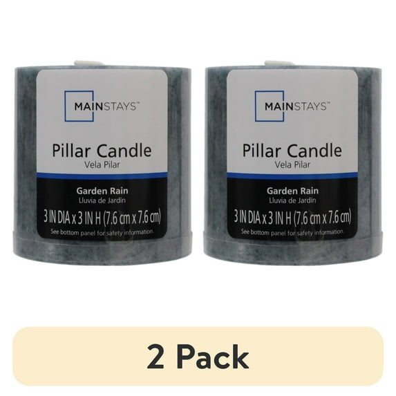 (2 pack) Mainstays Scented Mottled Pillar Candle, 3 x 3 inches, Blue, Garden Rain