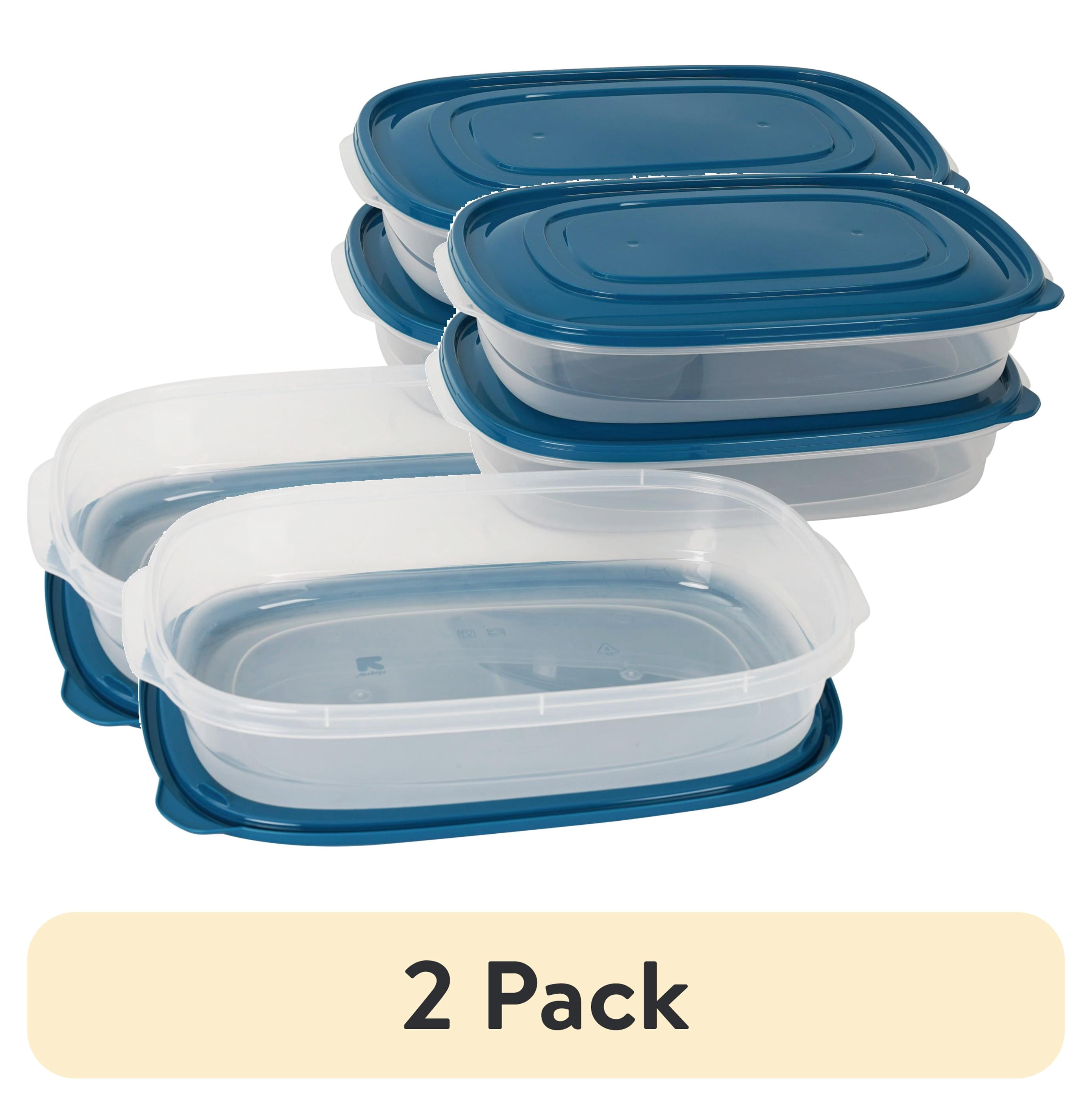 (2 pack) Mainstays Semi Durable Rectangular 1 Gallon Plastic Food Storage Containers, 3 Pack