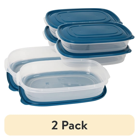 (2 pack) Mainstays Semi Durable Rectanglar 1 Gallon Plastic Food Storage Container 3 Pack, Designed to Help with Pantry Storage, Everyday Organization, and Party Food Transportion