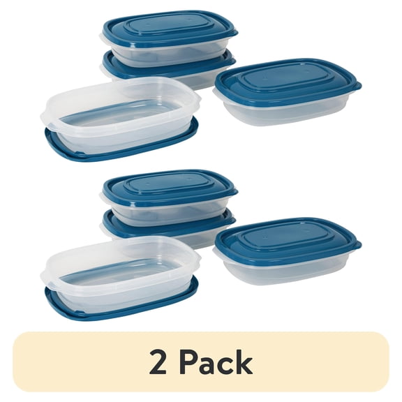 (2 pack) (2 pack) Mainstays Semi Durable Rectangle 4 Cup Plastic Food Storage Containers, 4 Pack