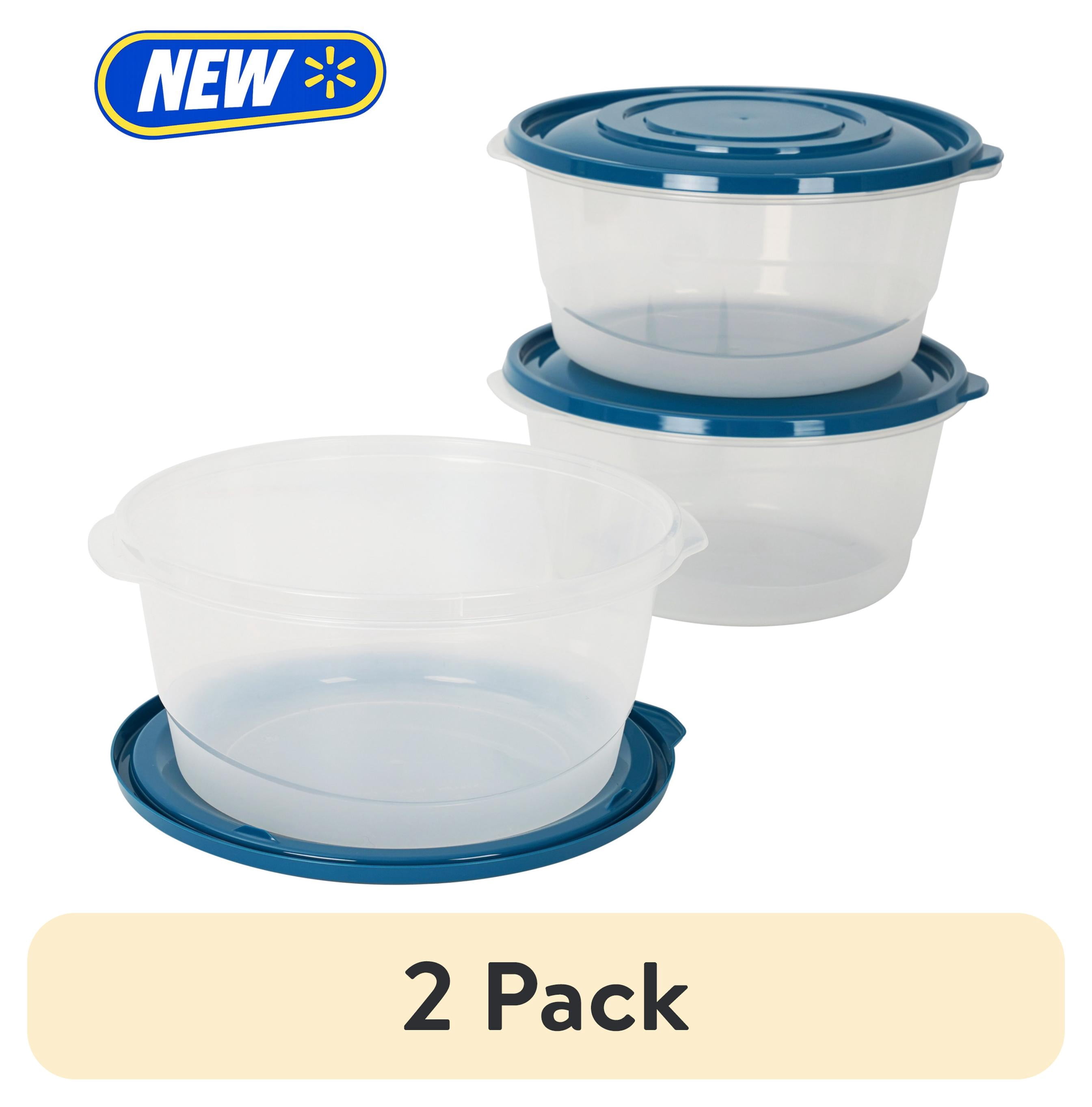(2 pack) Mainstays Semi Durable Round 15.7 Cup Food Storage Container, Plastic, 3 Pack, Ideal Use for Meal Prep, Batch Cooking, or Bulk Storage
