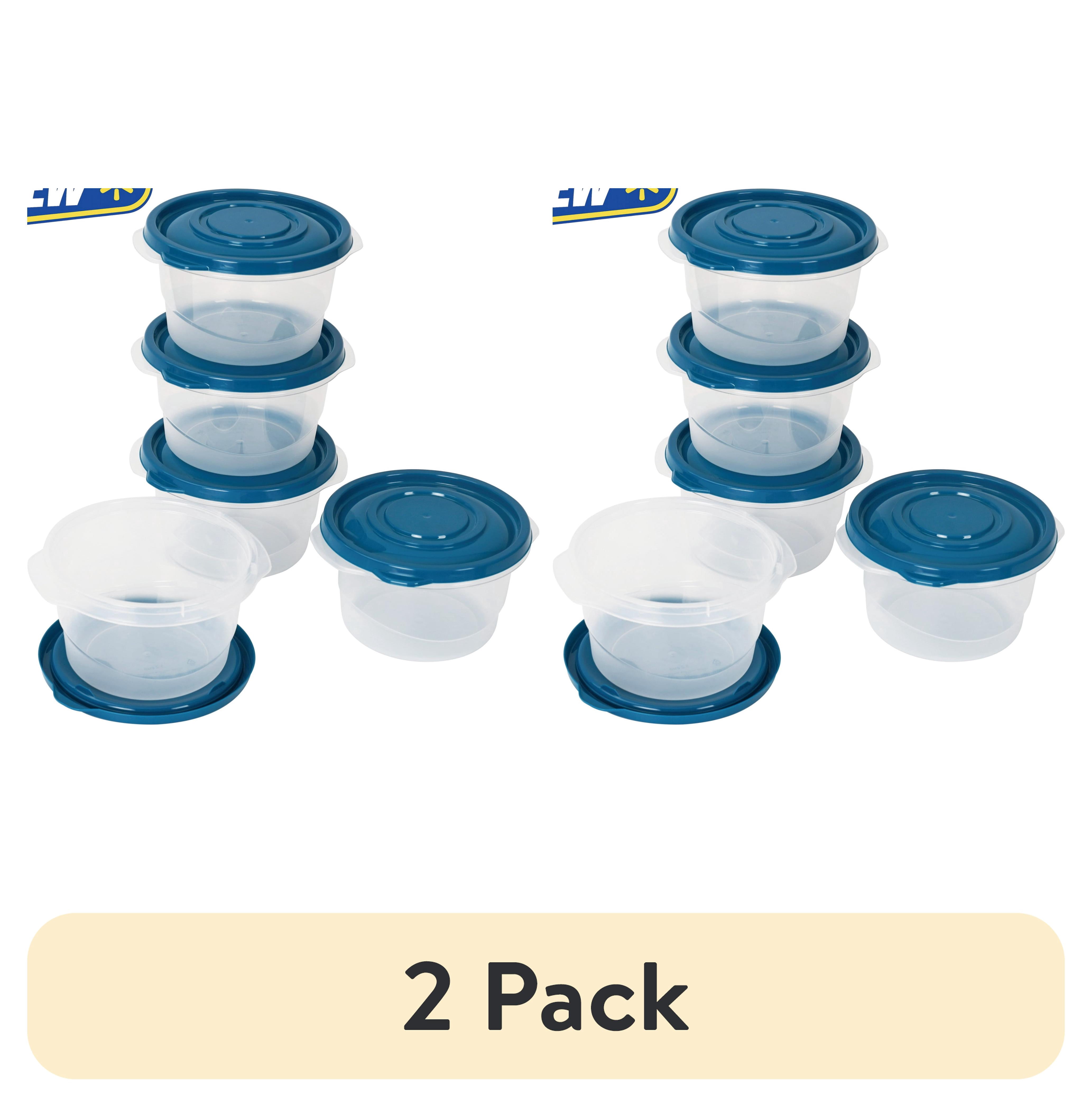 (2 pack) Mainstays Semi Durable Round 3.2cup Plastic Food Storage Container 5 Pack, Best Used for Small Leftover Storage and Lunch Transportaion