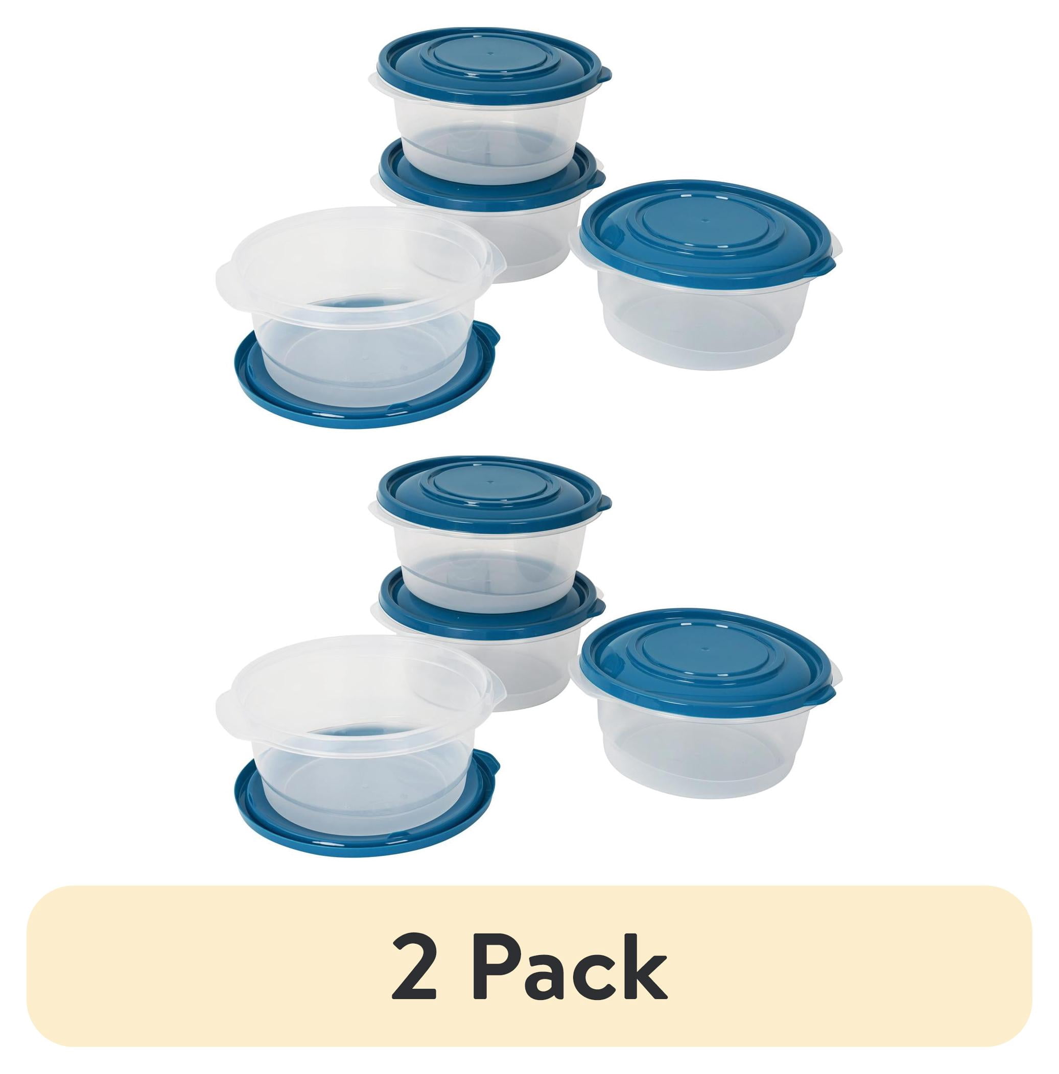 (2 pack) Mainstays Semi Durable Round 6.2cup Plastic Food Storage Container 4 Pack, Ideal Use for Meal Prep and Batch Cooking