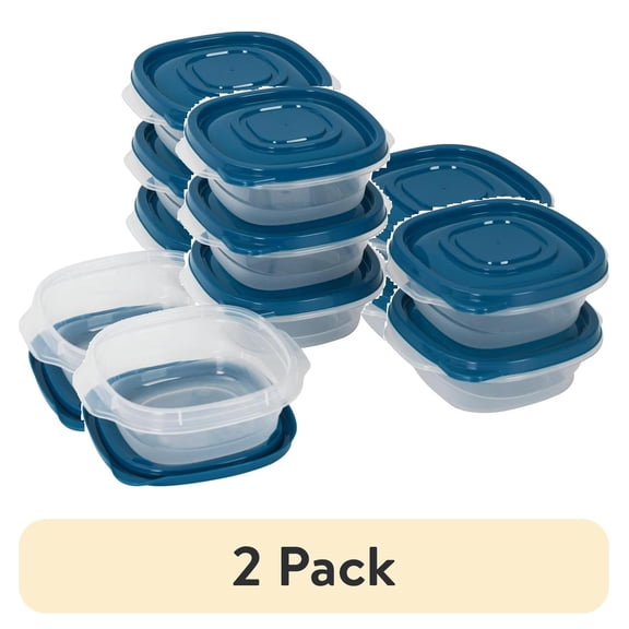 (2 pack) Mainstays Semi Durable Square 1.26cup Plastic Food Storage Container 6 Pack, Best Used for Small Leftover Storage and Reheating