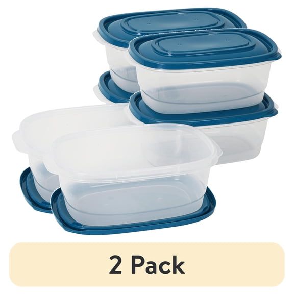 (2 pack) Mainstays Semi Durable 8-Cup Plastic Food Storage Container Set, 3 Pack