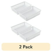 (2 pack) Mainstays Set of 2 Drawer Storage Organizer Plastic Mini Bins, 10.3" x 6.5" x 2.4", Arctic White