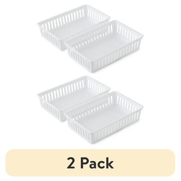 (2 pack) Mainstays Set of 2 Drawer Storage Organizer Plastic Mini Bins, 10.3" x 6.5" x 2.4", Arctic White
