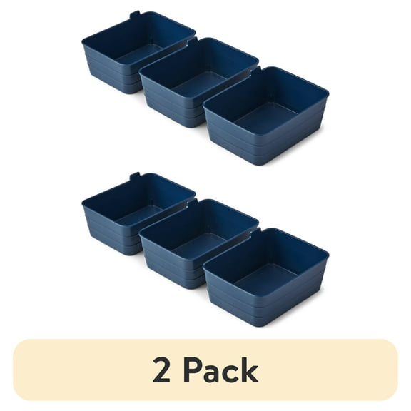 (2 pack) Mainstays Set of 3 Flexible Drawer Storage Organizers, 7" x 5.2" x 2.9", Blue