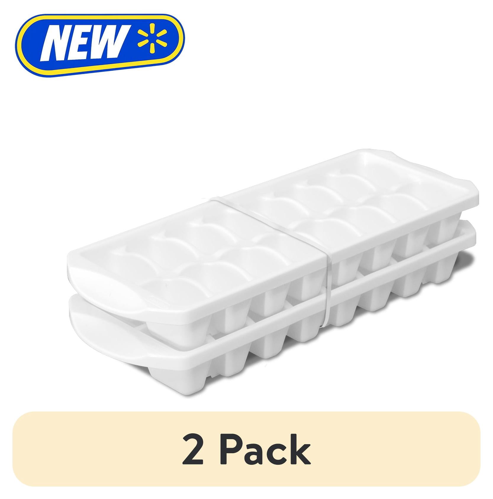 (2 pack) Mainstays Set of Two Stacking Ice Cube Trays, Freezer-Safe, Durable Food-Safe Plastic, BPA-Free, White