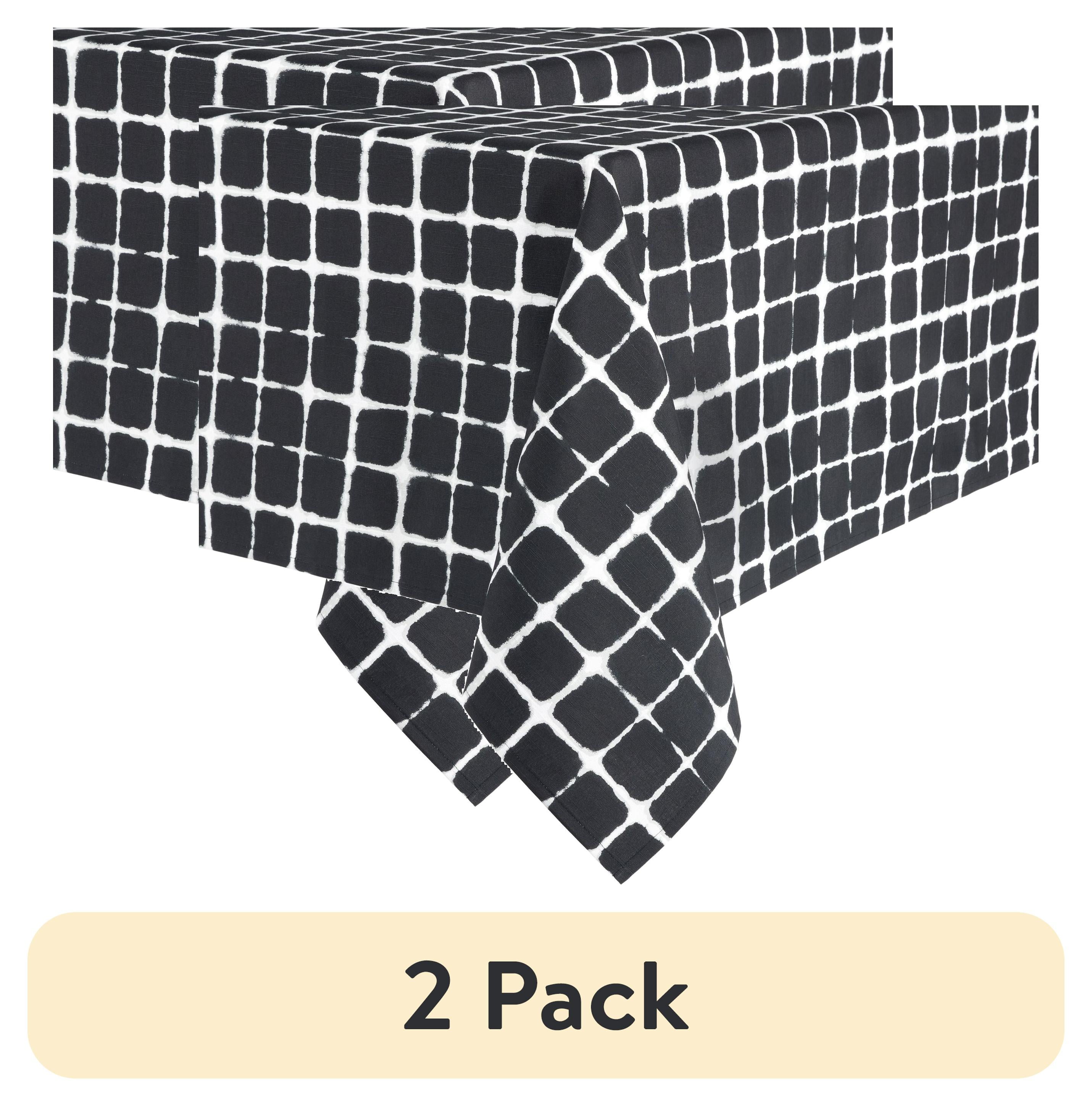 (2 pack) Mainstays Shibori Fabric Tablecloth, Black, 60"W x 84"L, 1 Piece
