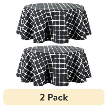 (2 pack) Mainstays Shibori Fabric Tablecloth, Black, 70" Round, 1 Piece