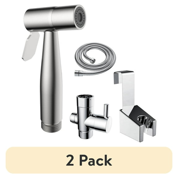 (2 pack) Mainstays Silver Stainless Steel Handheld Bidet Sprayer Set for Personal Hygiene