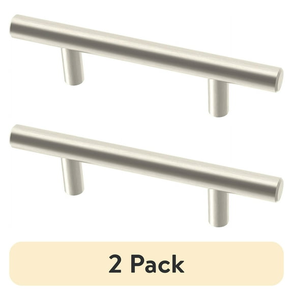 (2 pack) Mainstays Simple Round 3 in. (76 mm) Stainless Steel Cabinet Drawer Bar Pull (6-Pack)