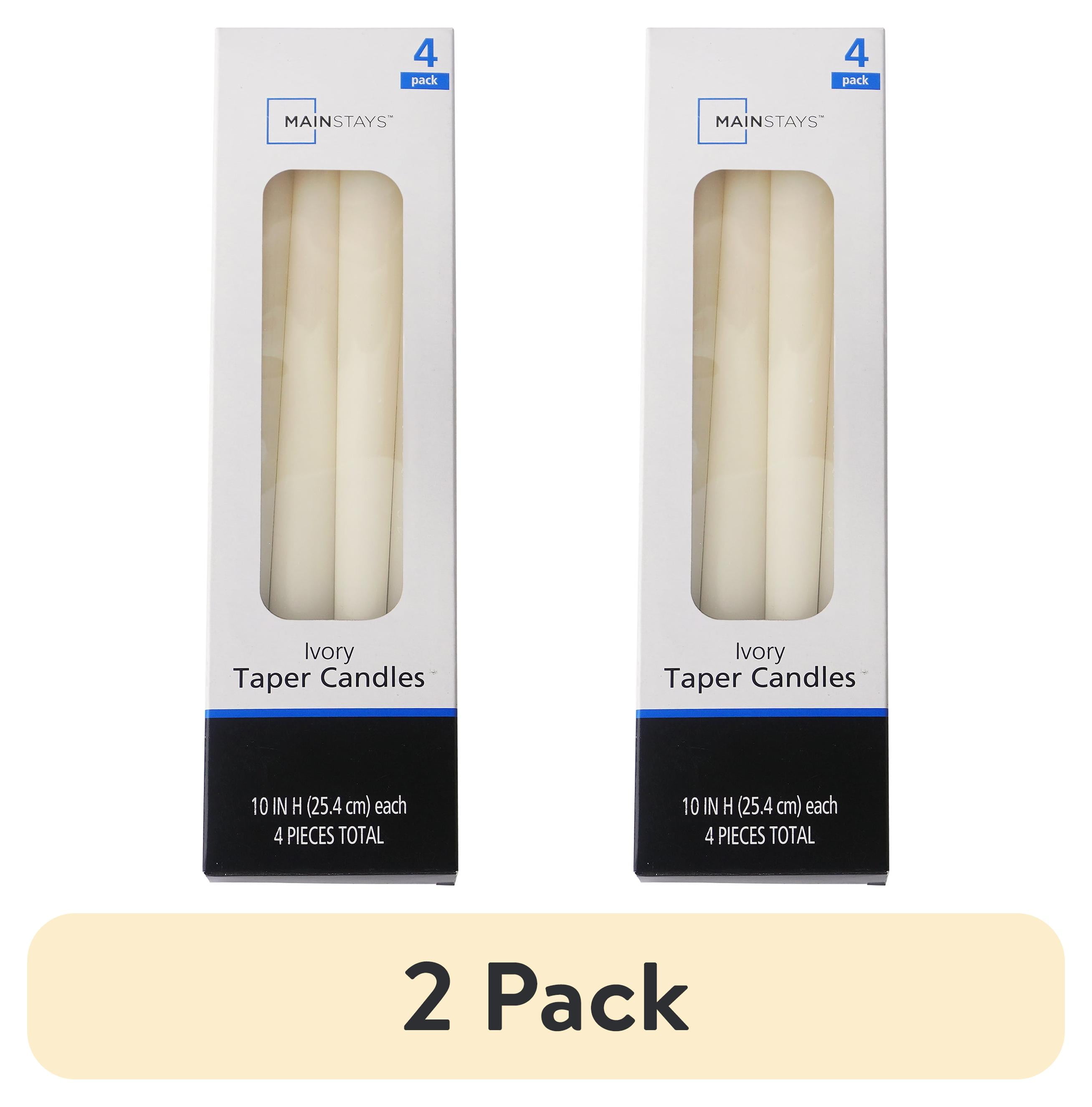 (2 pack) Mainstays Single Wick 10" Taper Candle, Unscented, Ivory, 4 Pack - Walmart.com