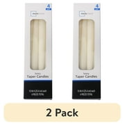 (2 pack) Mainstays Single Wick 10" Taper Candle, Unscented, Ivory, 4 Pack