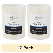 (2 pack) Mainstays Single Wick 3" x 4" Pillar Candle, Unscented, Ivory