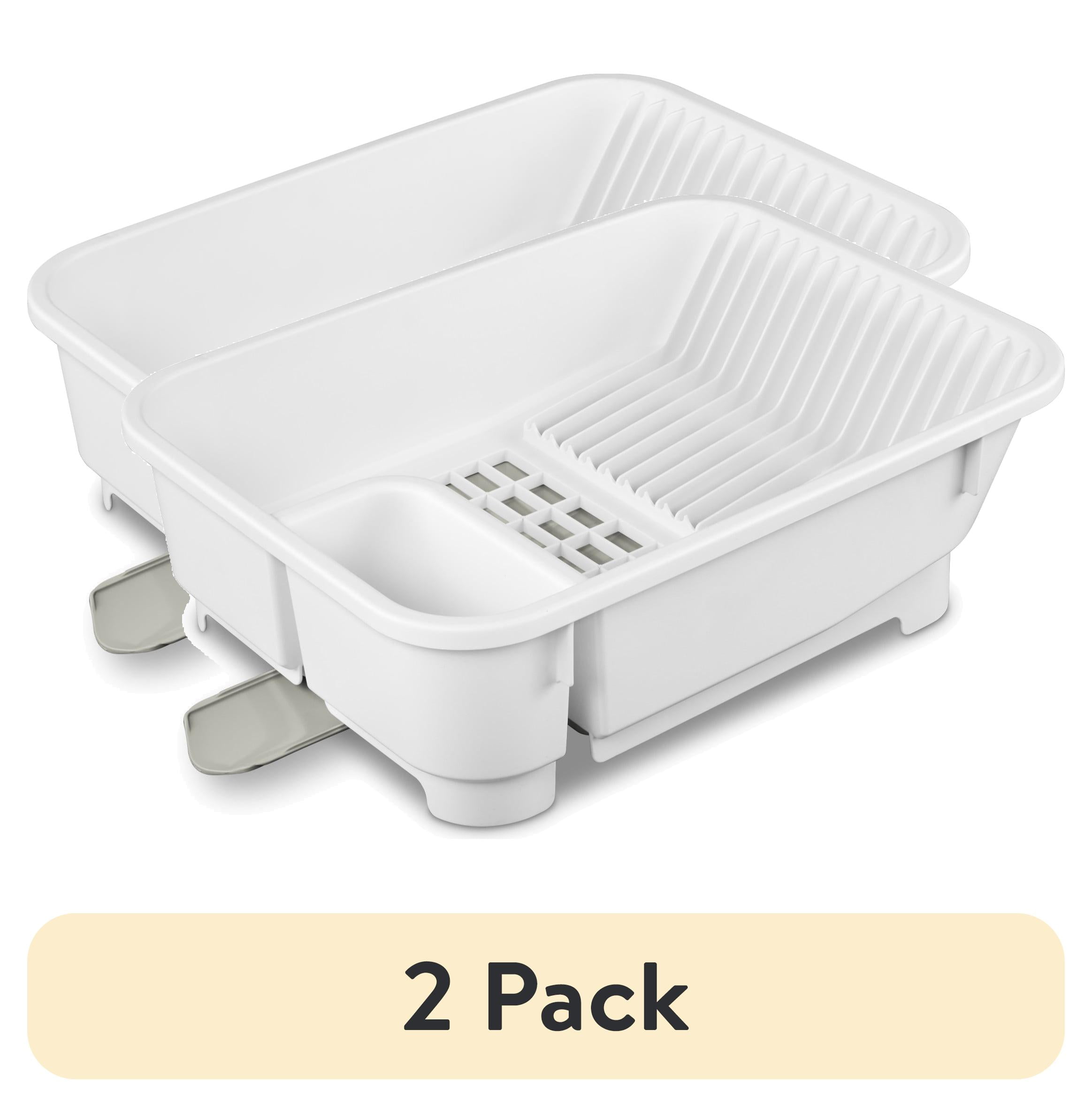 (2 pack) Mainstays Kitchen Sink Organizer Set with Self-Draining Caddy, Soap Dispenser, Sponge Holder and Retractable Spout for Sink Storage, White
