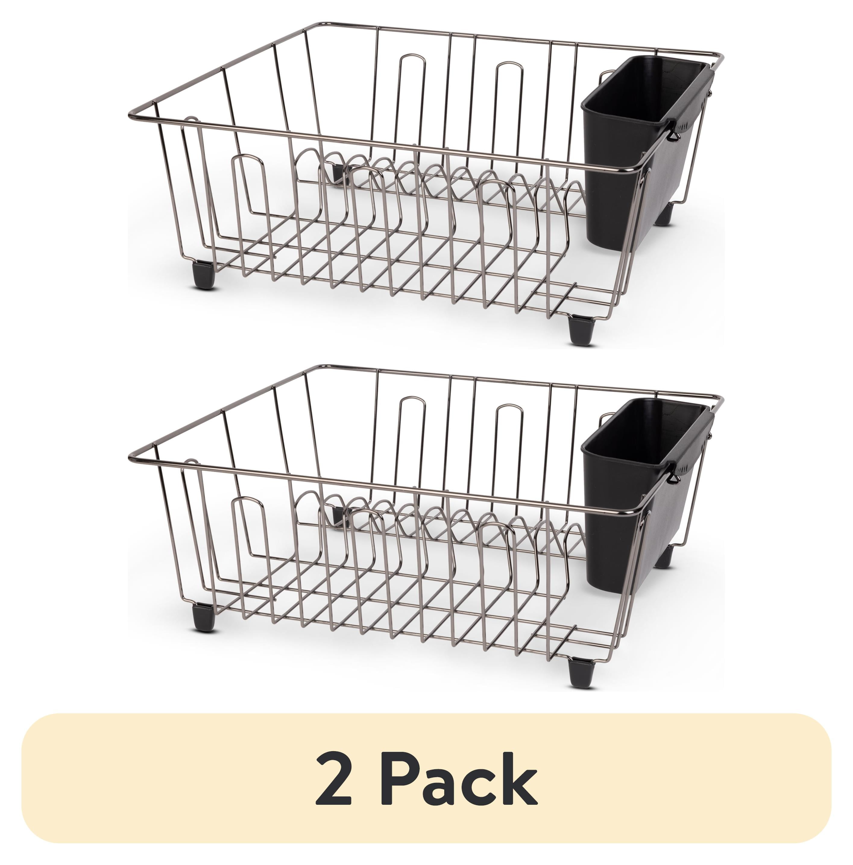 (2 pack) Mainstays Small Dish Drainer Rack - Chrome/Black