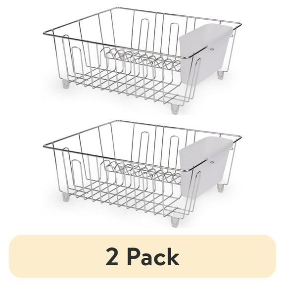 (2 pack) Mainstays Small Wire Dish Rack - Chrome - 14.17" W x 12.64" L x 5.67" H