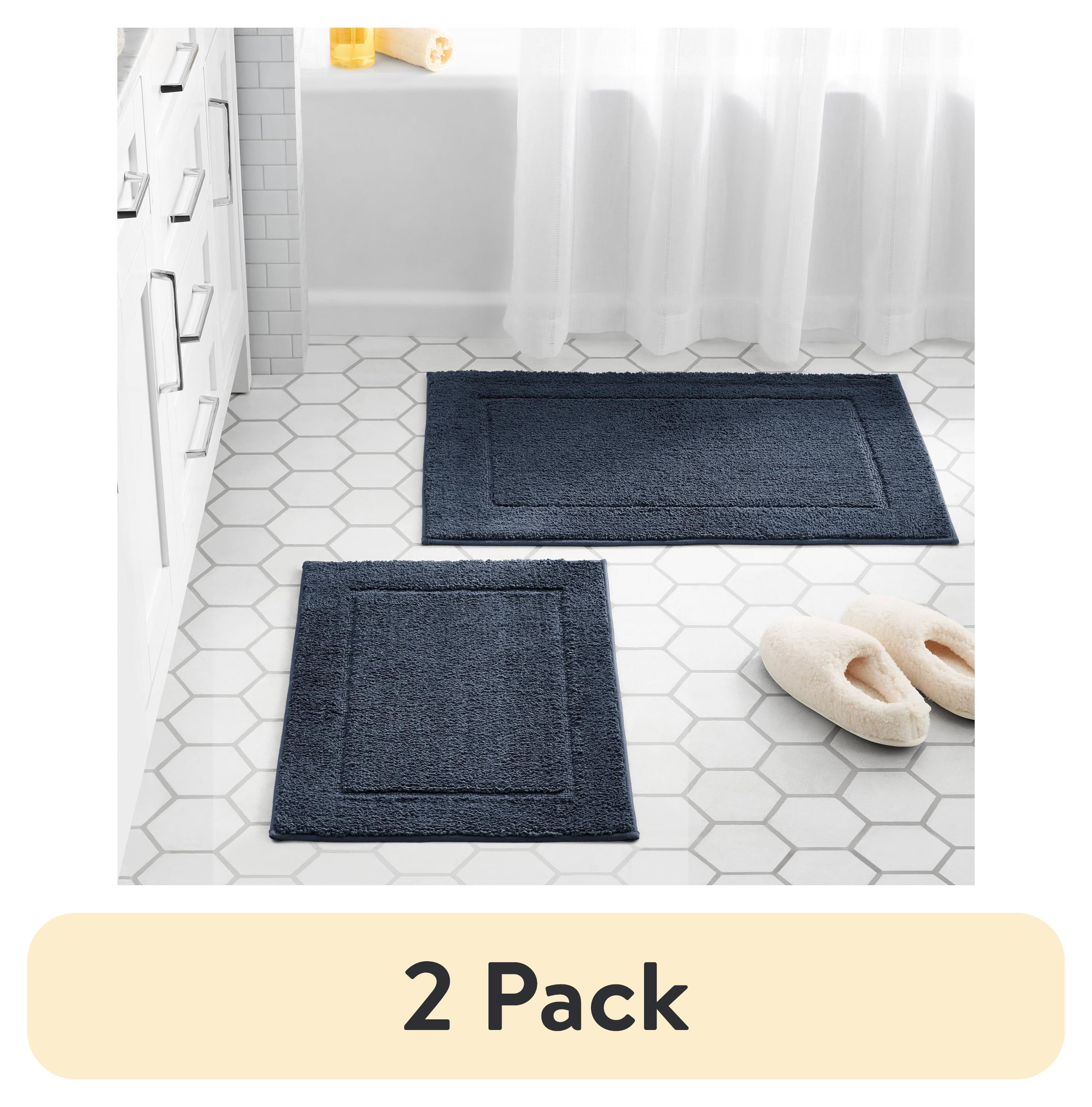 (2 pack) Mainstays Soft Touch Navy Polyester Tufted 2-Piece Bath Rug ...