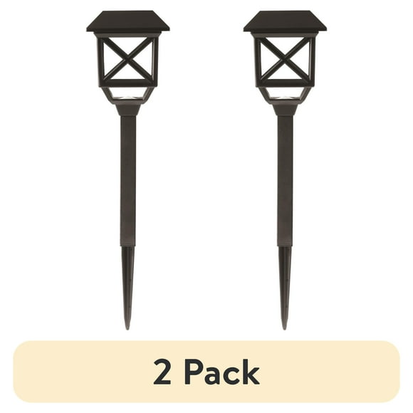 (2 pack) Mainstays Solar Black Square 8 Lumens LED Landscape Pathway Light with Plastic Lens (6 Count)